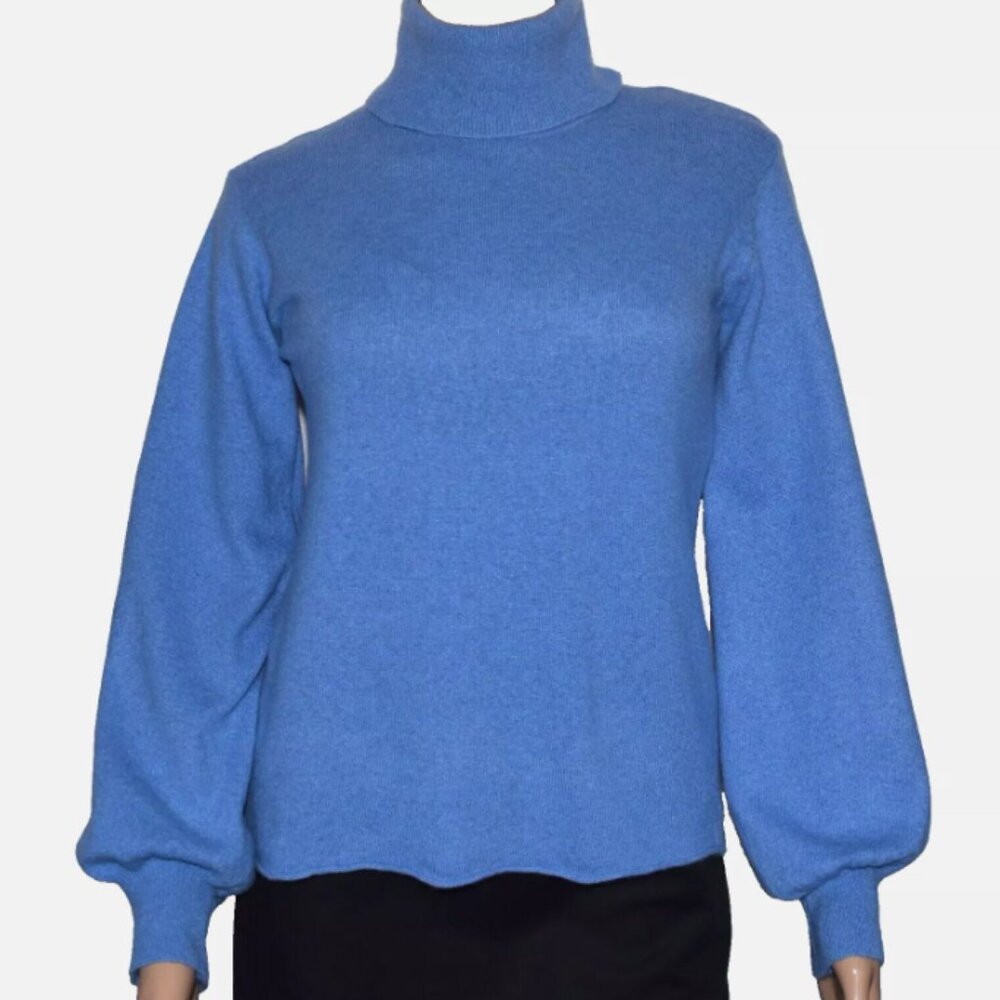 Banditas From Marseille Blue Wool Cashmere Turtleneck Sweater Size XS/S